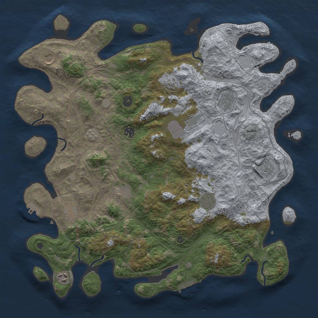 Rust Map: Procedural Map, Size: 4500, Seed: 1956566219, 18 Monuments