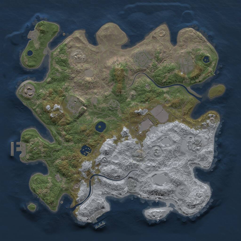 Rust Map: Procedural Map, Size: 3500, Seed: 1774549665, 14 Monuments