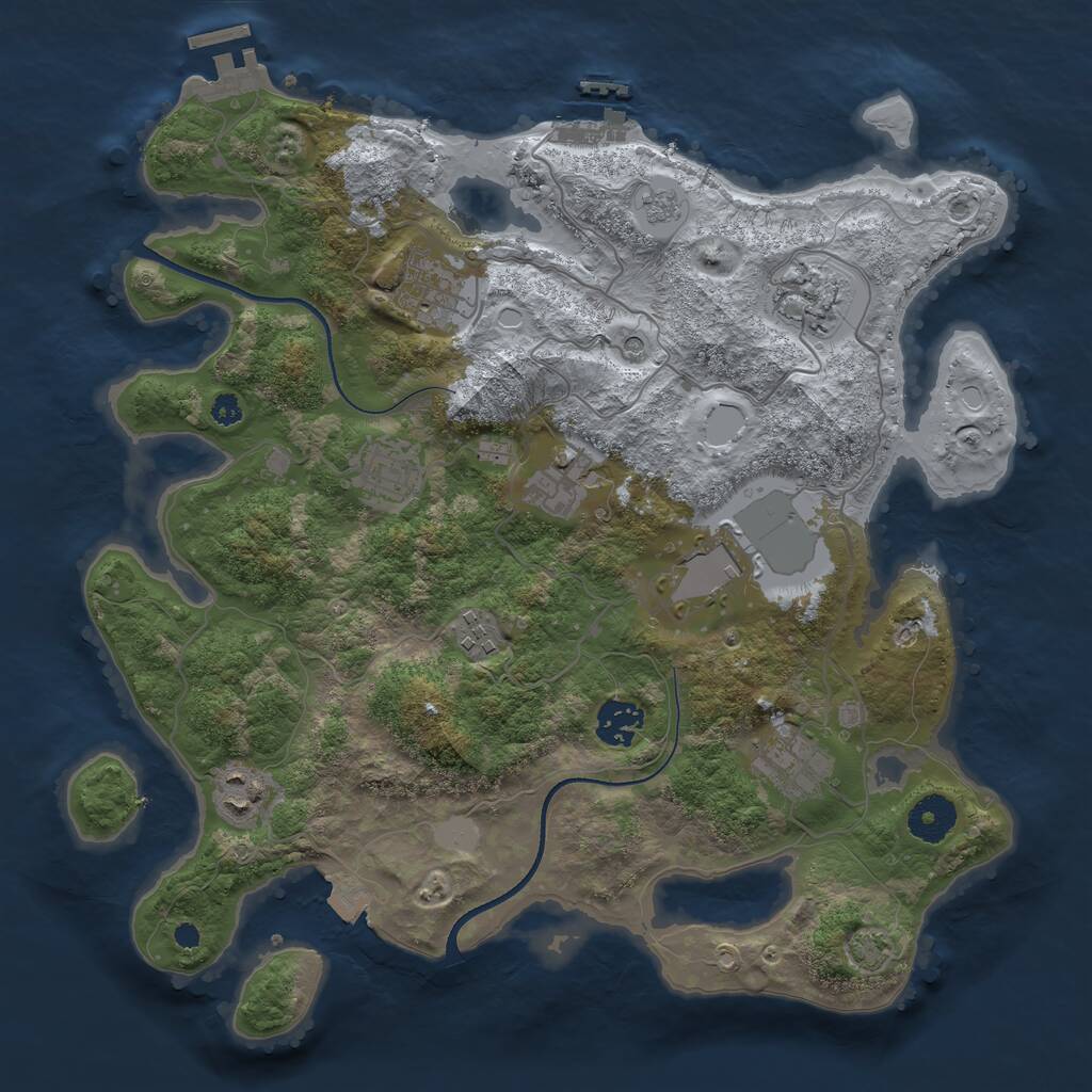 Rust Map: Procedural Map, Size: 3500, Seed: 1211382403, 15 Monuments