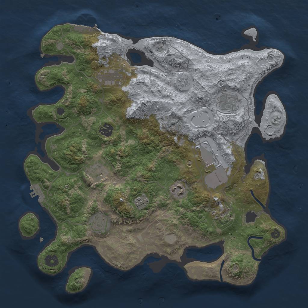 Rust Map: Procedural Map, Size: 3500, Seed: 1211382403, 18 Monuments