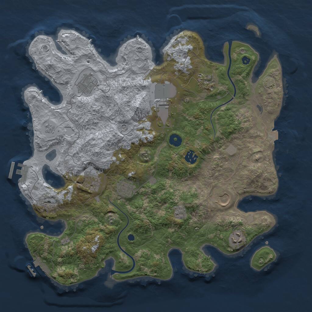 Rust Map: Procedural Map, Size: 3750, Seed: 17, 15 Monuments