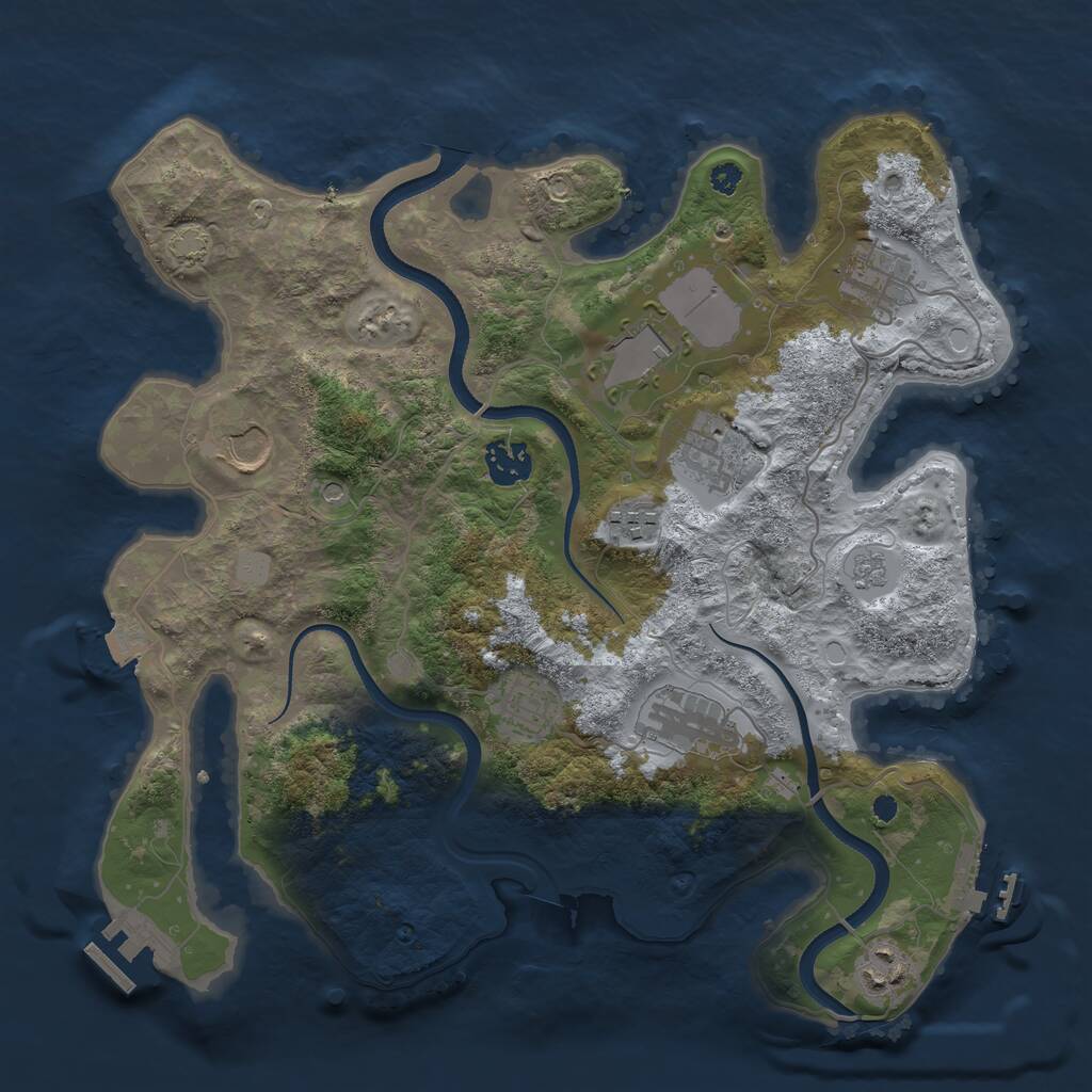 Rust Map: Procedural Map, Size: 3500, Seed: 2143647720, 15 Monuments