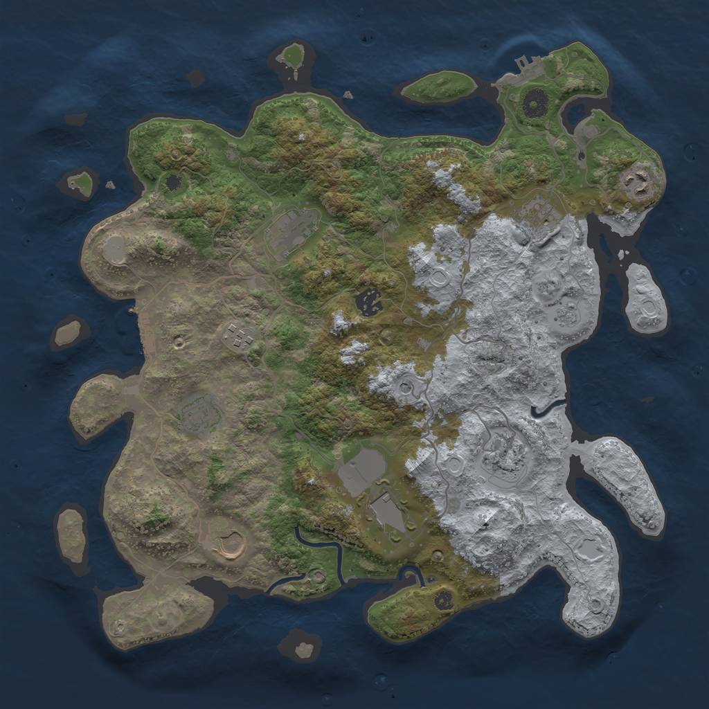 Rust Map: Procedural Map, Size: 3850, Seed: 14637848, 16 Monuments