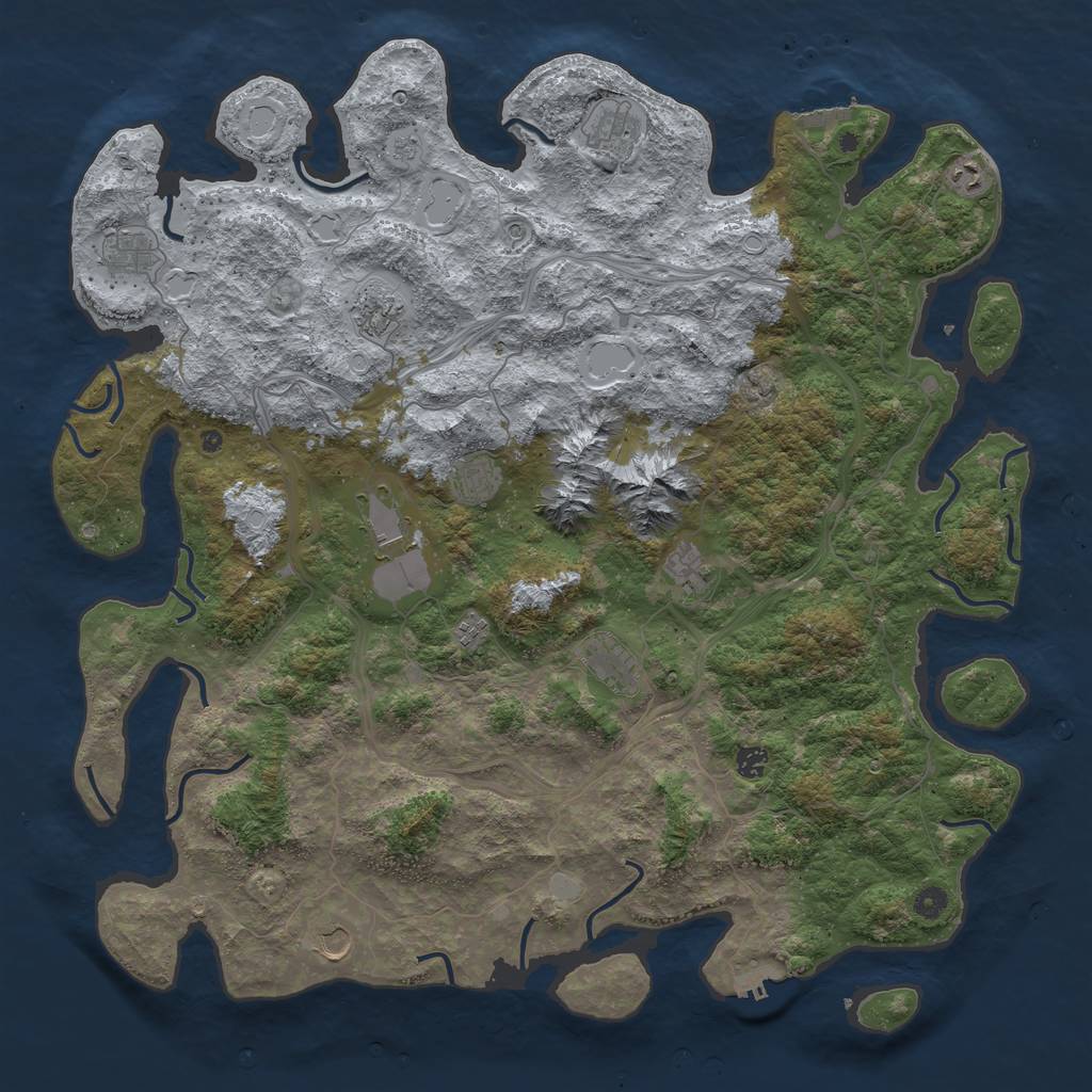 Rust Map: Procedural Map, Size: 5000, Seed: 18292343, 20 Monuments