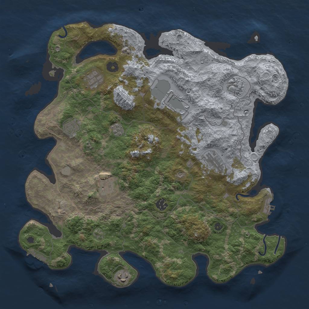 Rust Map: Procedural Map, Size: 4000, Seed: 1232169420, 18 Monuments