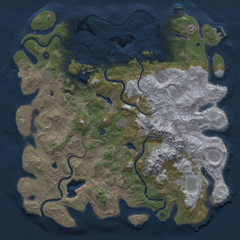 Rust Map: Procedural Map, Size: 5000, Seed: 1729265189, 17 Monuments