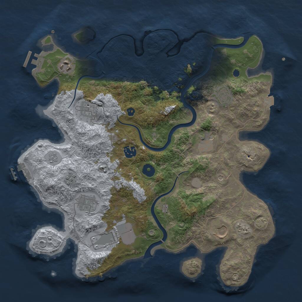 Rust Map: Procedural Map, Size: 3650, Seed: 916821, 15 Monuments
