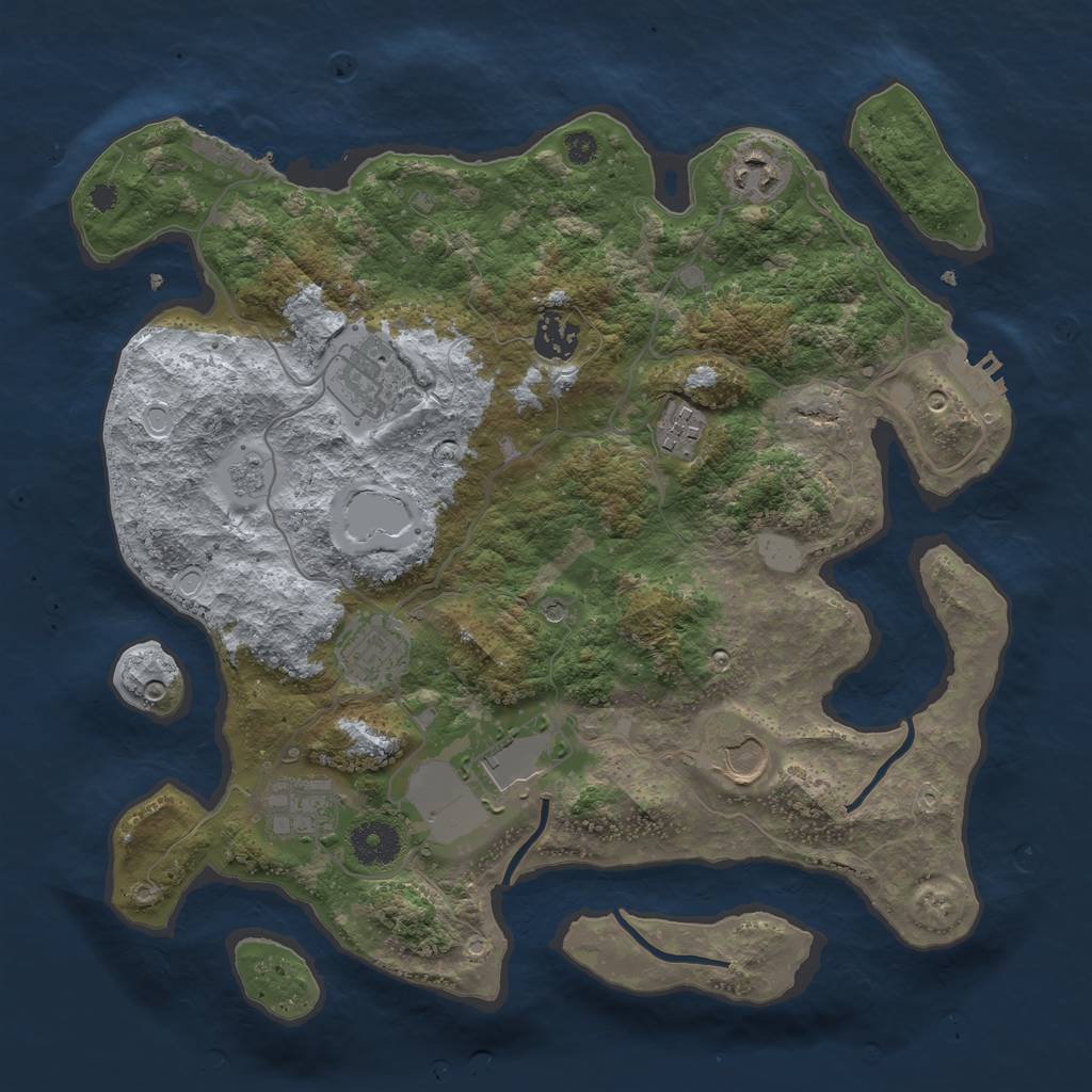 Rust Map: Procedural Map, Size: 3500, Seed: 569867269, 15 Monuments