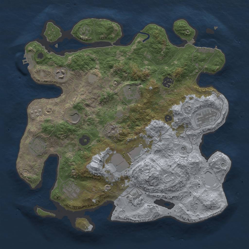 Rust Map: Procedural Map, Size: 3500, Seed: 113511048, 19 Monuments