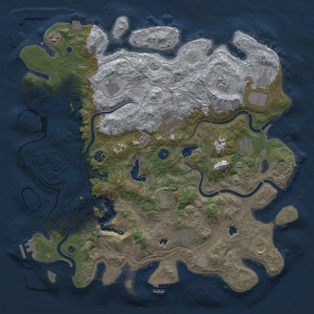 Rust Map: Procedural Map, Size: 4500, Seed: 1999397360, 17 Monuments