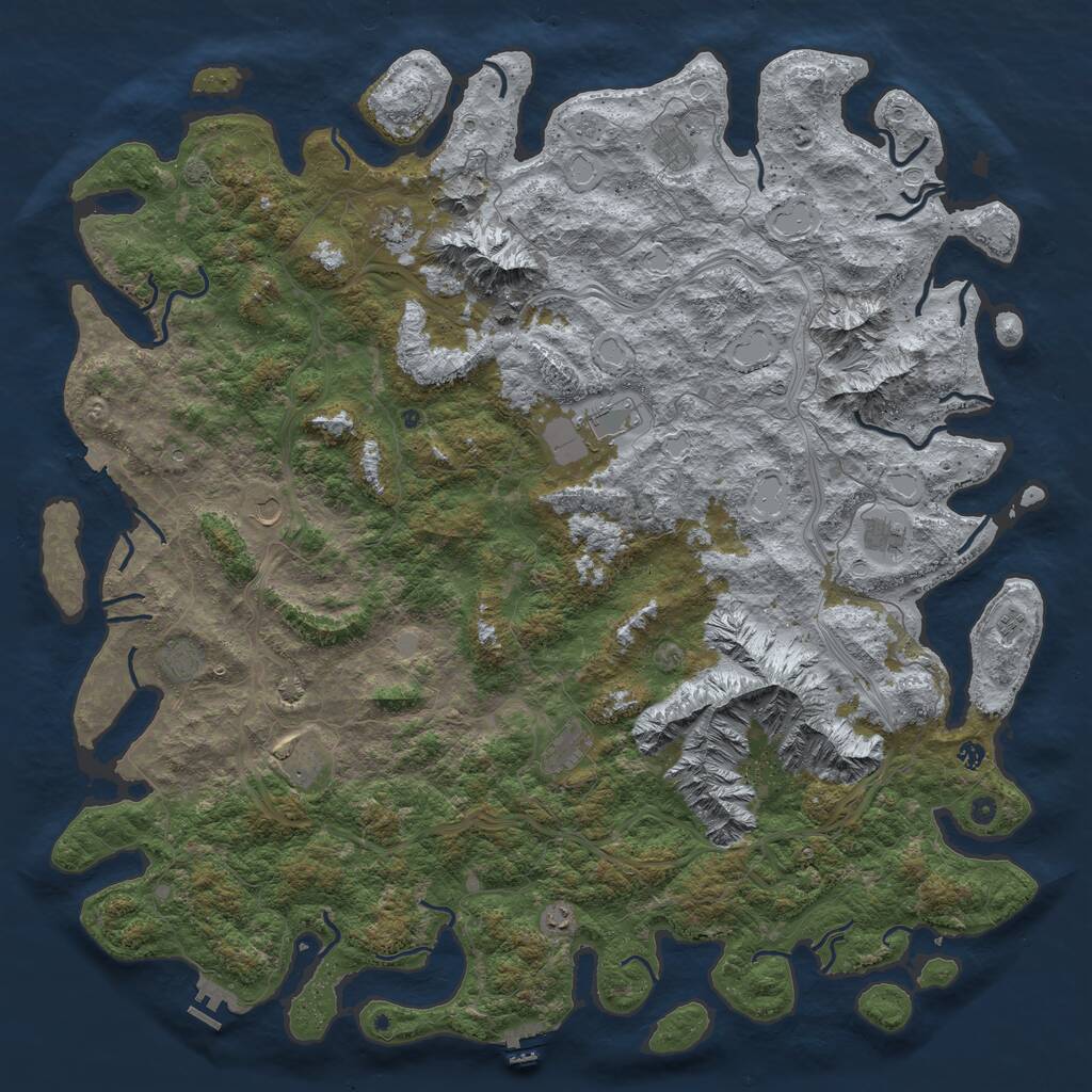 Rust Map: Procedural Map, Size: 6000, Seed: 36807347, 17 Monuments