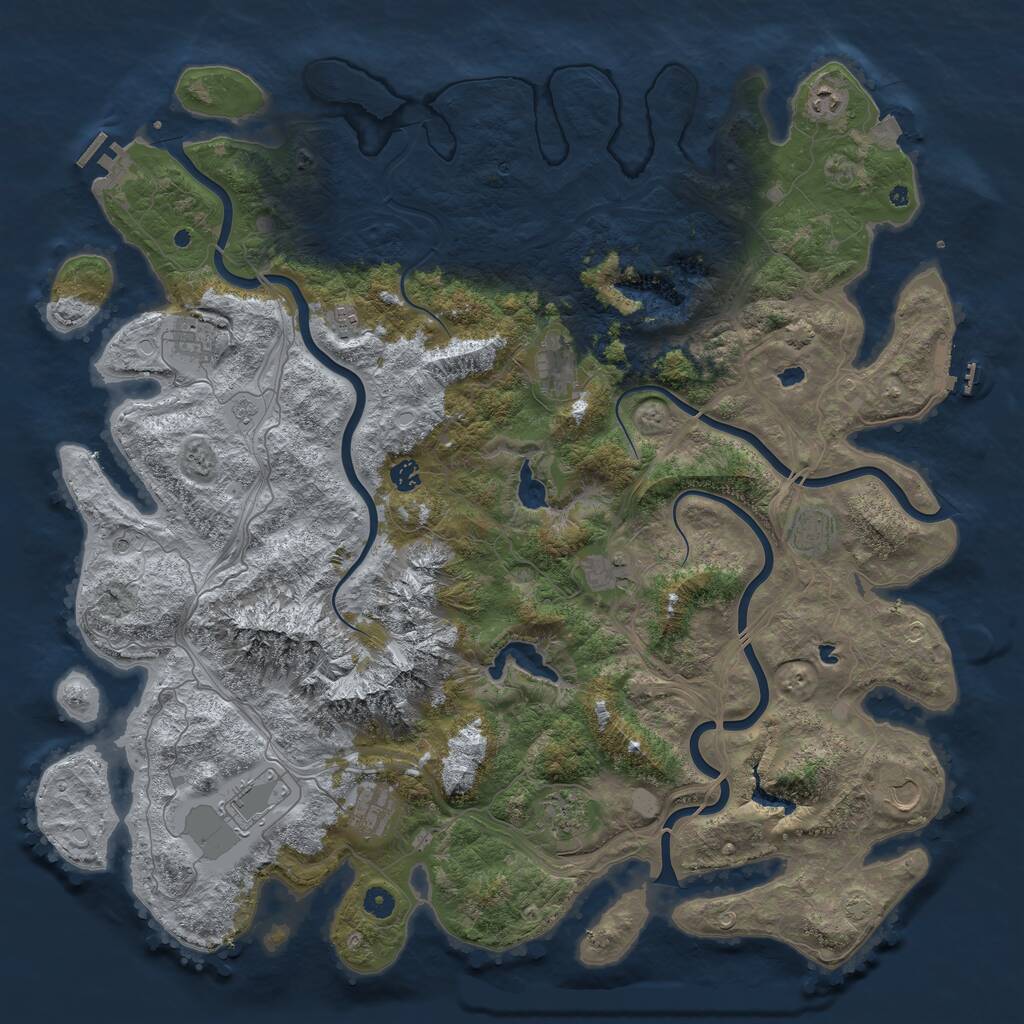 Rust Map: Procedural Map, Size: 5000, Seed: 4567, 17 Monuments