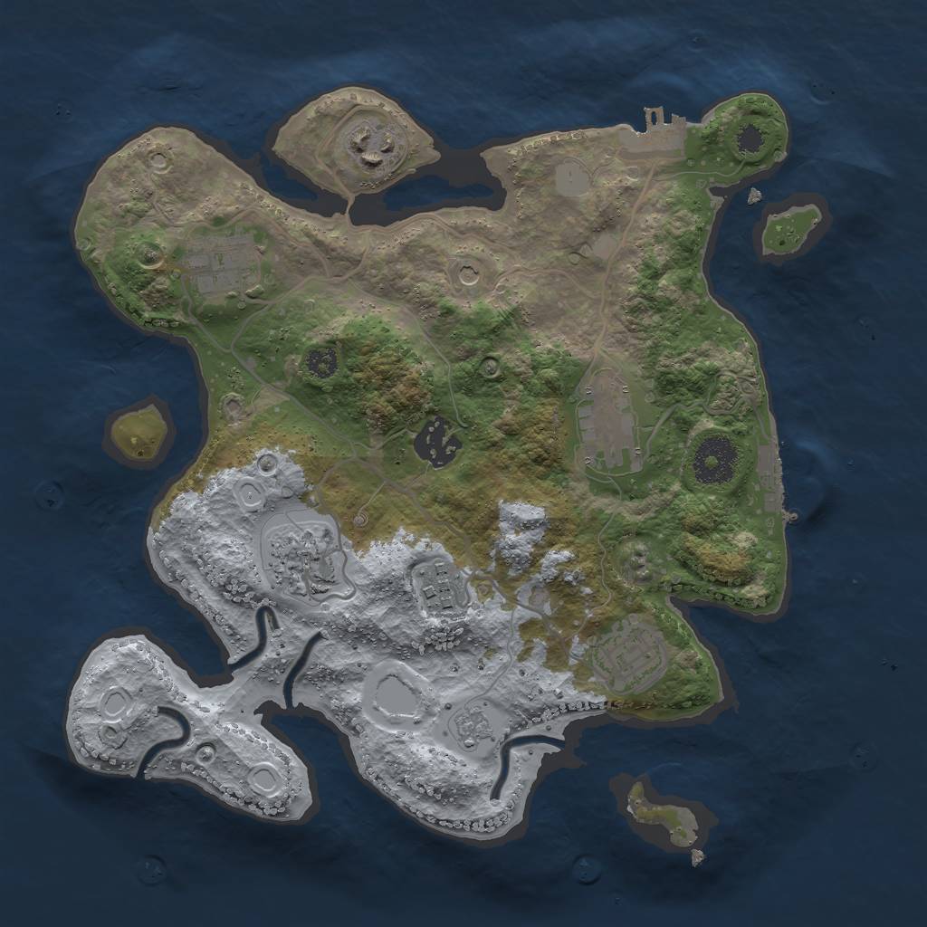 Rust Map: Procedural Map, Size: 3000, Seed: 4850643, 16 Monuments