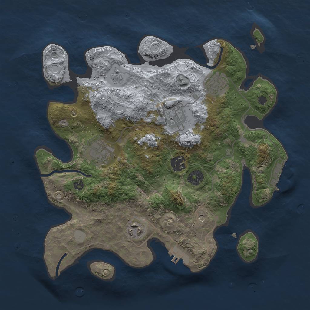 Rust Map: Procedural Map, Size: 3000, Seed: 25321, 14 Monuments