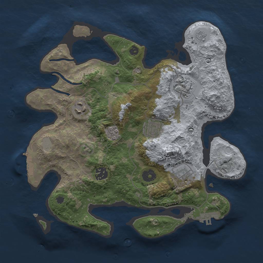 Rust Map: Procedural Map, Size: 3000, Seed: 1968977051, 12 Monuments