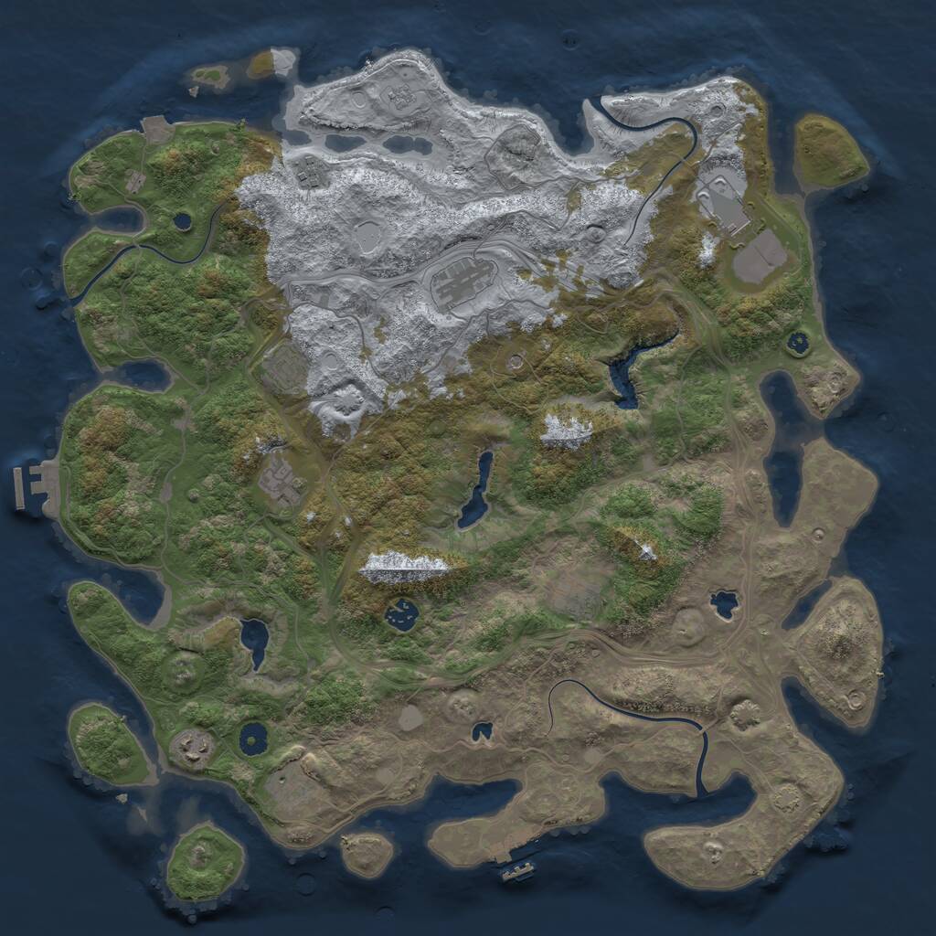 Rust Map: Procedural Map, Size: 4500, Seed: 4039288, 15 Monuments