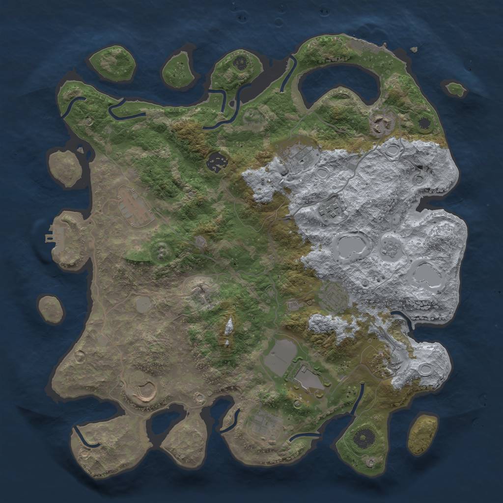 Rust Map: Procedural Map, Size: 3750, Seed: 2098129989, 19 Monuments