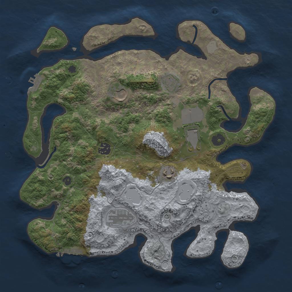 Rust Map: Procedural Map, Size: 3500, Seed: 894388639, 15 Monuments