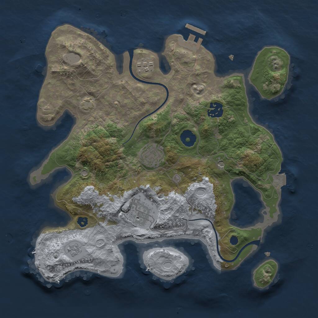 Rust Map: Procedural Map, Size: 3000, Seed: 4325, 9 Monuments