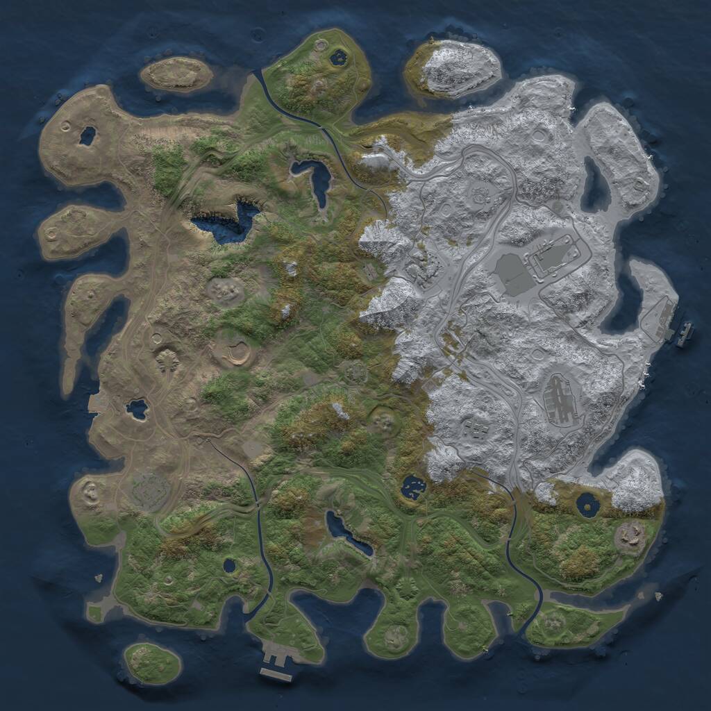 Rust Map: Procedural Map, Size: 4500, Seed: 986191, 14 Monuments