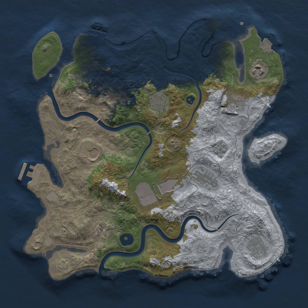 Rust Map: Procedural Map, Size: 3500, Seed: 377643930, 15 Monuments