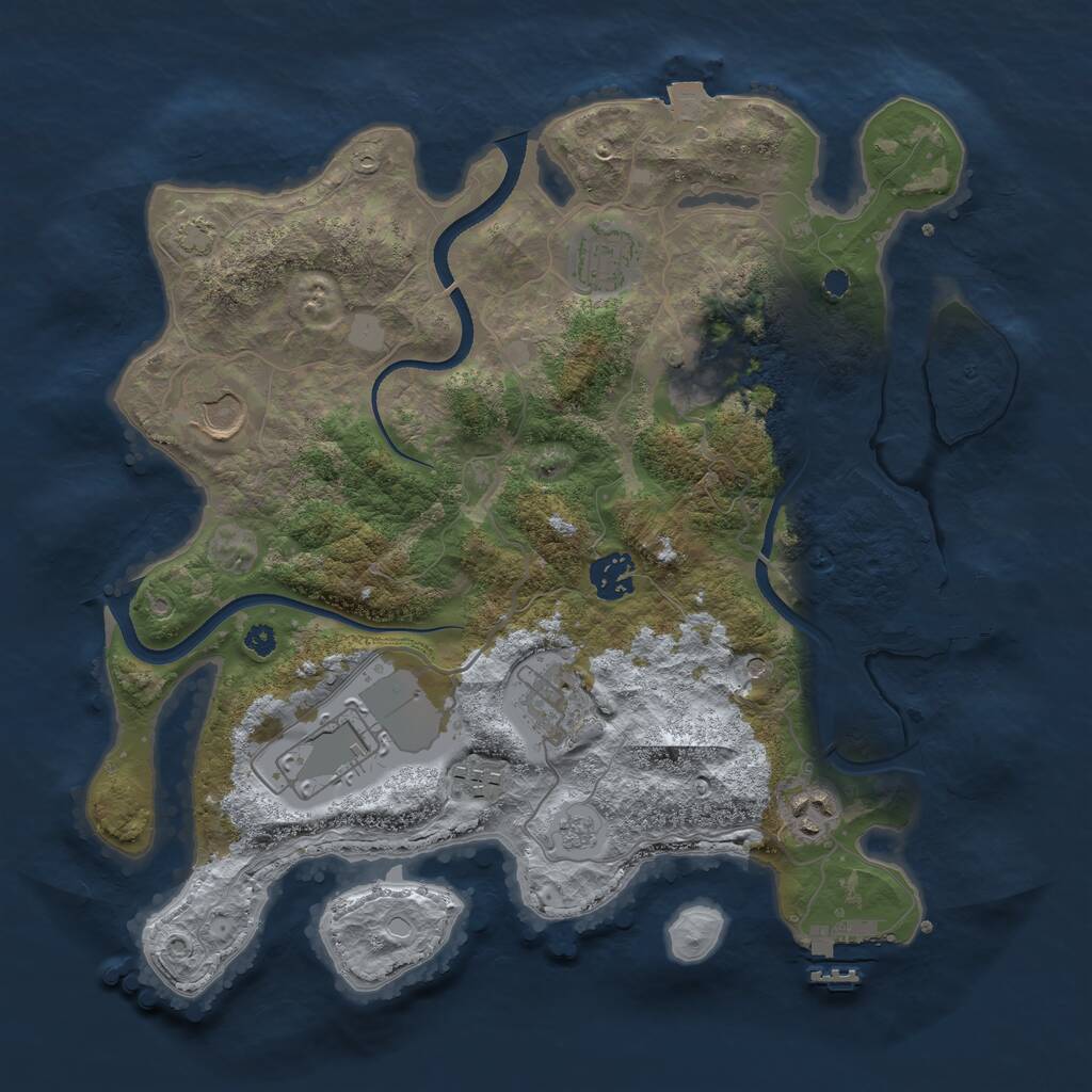 Rust Map: Procedural Map, Size: 3500, Seed: 642930604, 14 Monuments