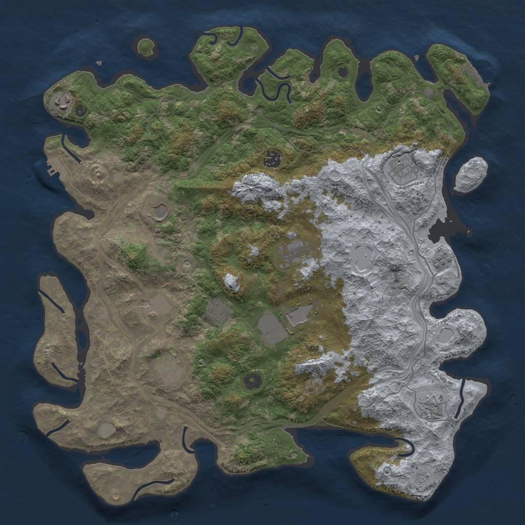 Rust Map: Procedural Map, Size: 4500, Seed: 1119766744, 20 Monuments