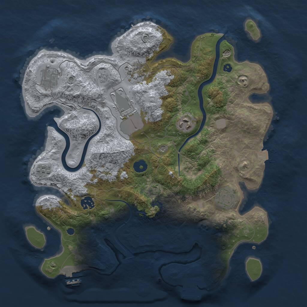 Rust Map: Procedural Map, Size: 3500, Seed: 762949879, 13 Monuments