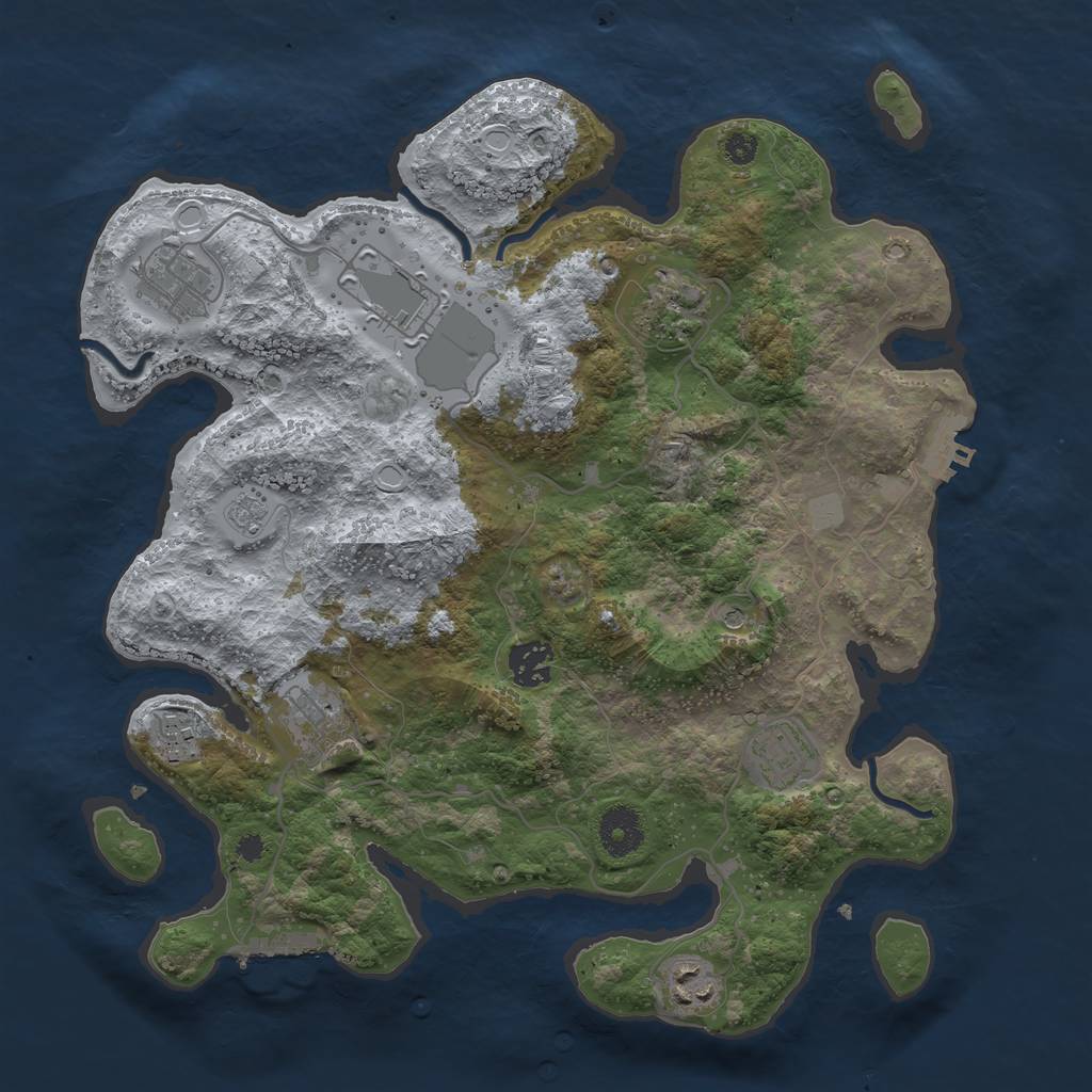 Rust Map: Procedural Map, Size: 3500, Seed: 762949879, 17 Monuments