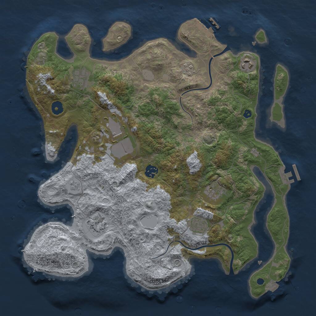 Rust Map: Procedural Map, Size: 3750, Seed: 41090719, 14 Monuments