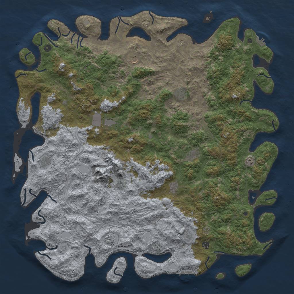 Rust Map: Procedural Map, Size: 6000, Seed: 1060215262, 20 Monuments