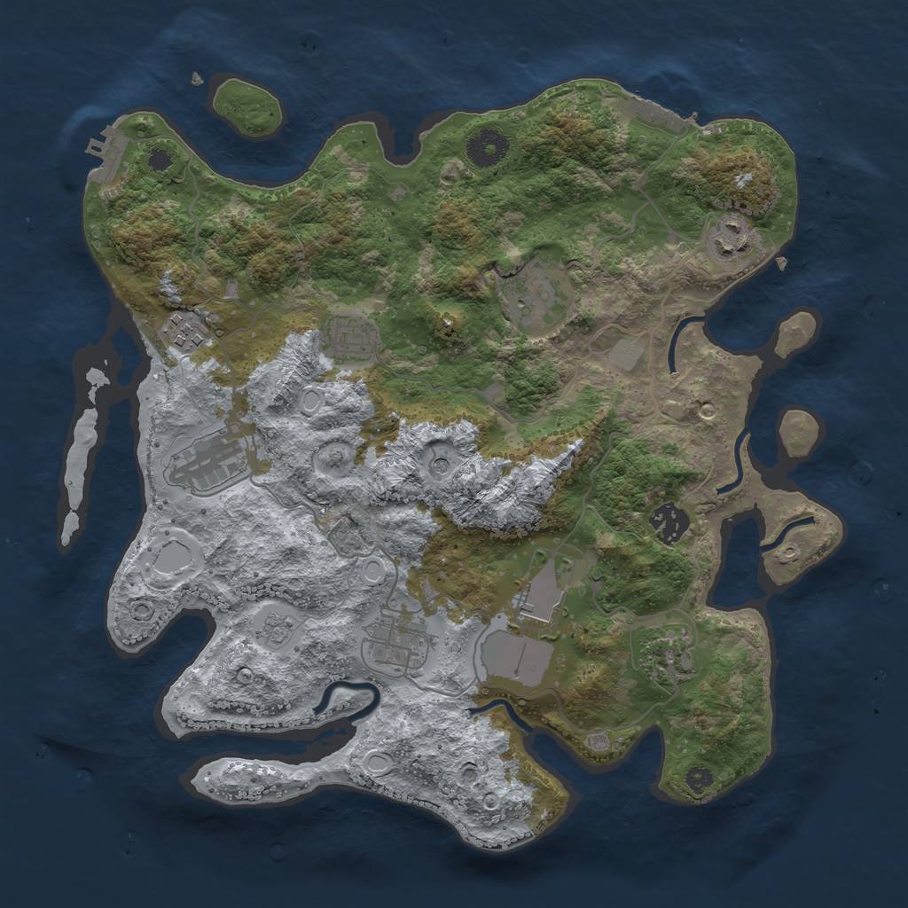 Rust Map: Procedural Map, Size: 3500, Seed: 1657662361, 18 Monuments