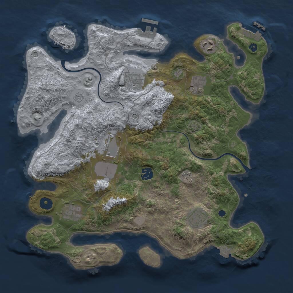 Rust Map: Procedural Map, Size: 3500, Seed: 563073813, 14 Monuments