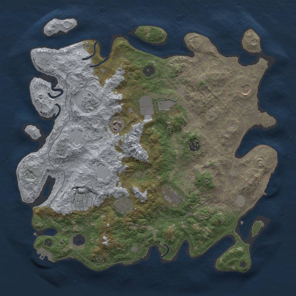 Rust Map: Procedural Map, Size: 4000, Seed: 547676921, 18 Monuments