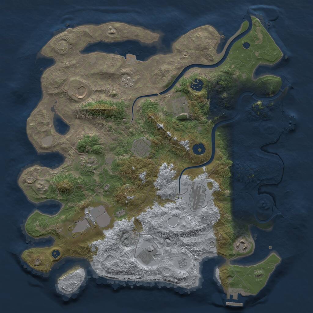 Rust Map: Procedural Map, Size: 3800, Seed: 9317457, 16 Monuments