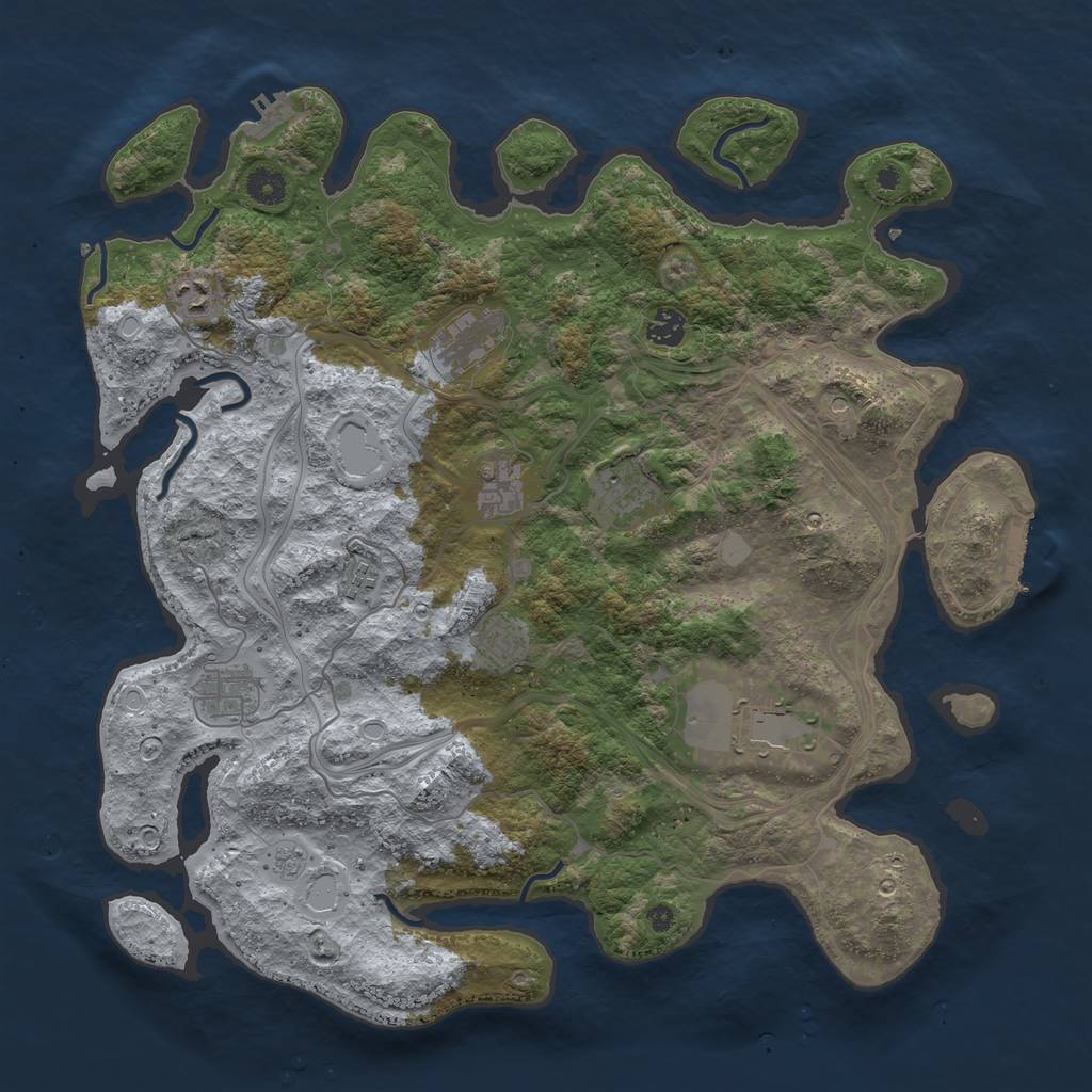 Rust Map: Procedural Map, Size: 4250, Seed: 454758486, 18 Monuments