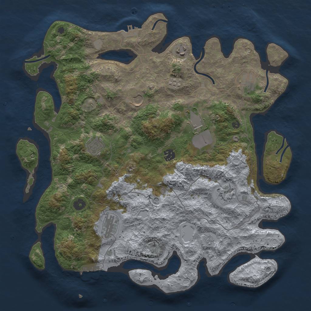 Rust Map: Procedural Map, Size: 4000, Seed: 666137, 18 Monuments