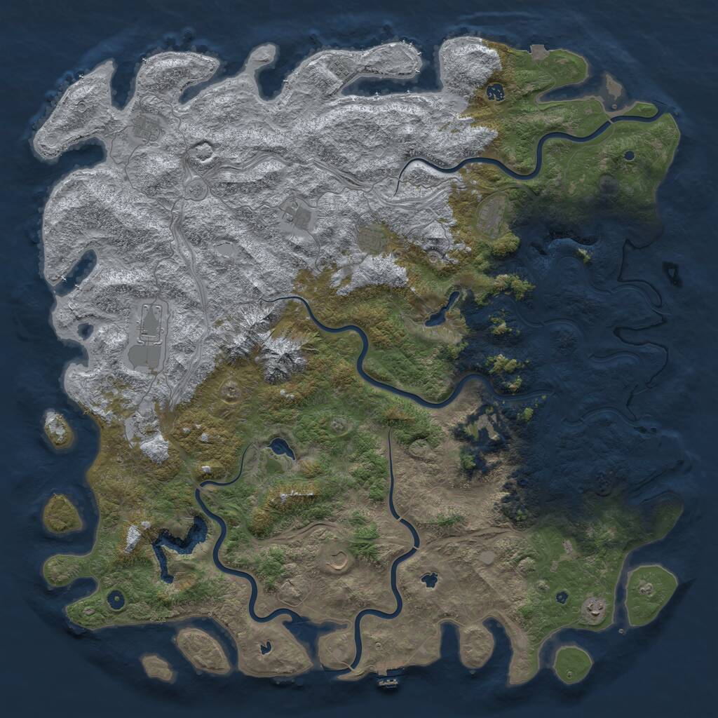Rust Map: Procedural Map, Size: 6000, Seed: 784557493, 17 Monuments