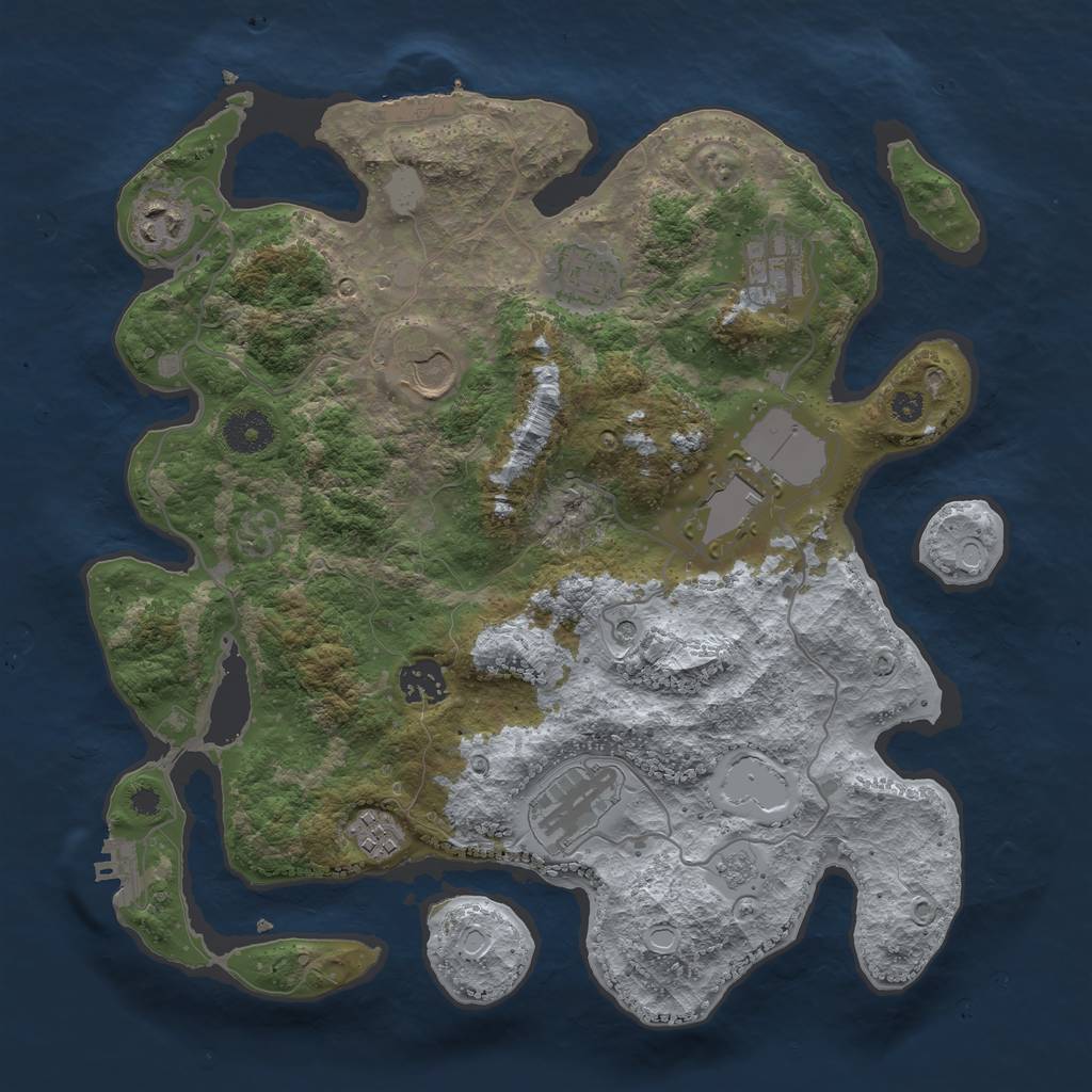 Rust Map: Procedural Map, Size: 3500, Seed: 719145814, 17 Monuments