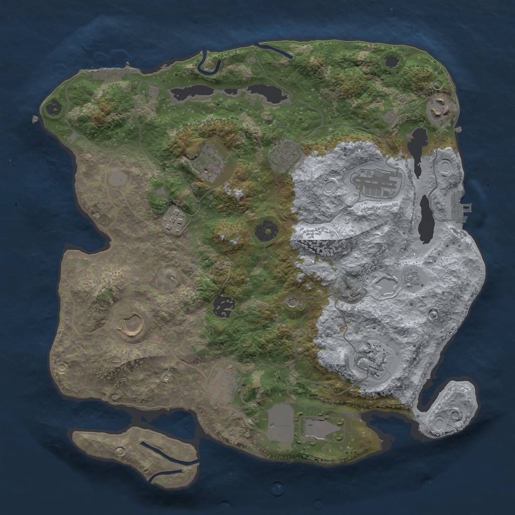 Rust Map: Procedural Map, Size: 3500, Seed: 431335040, 19 Monuments