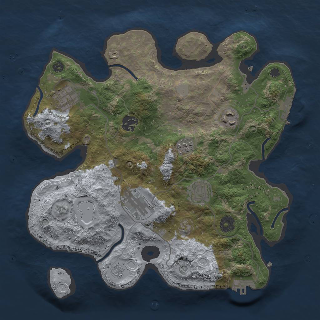 Rust Map: Procedural Map, Size: 3000, Seed: 1288382679, 13 Monuments