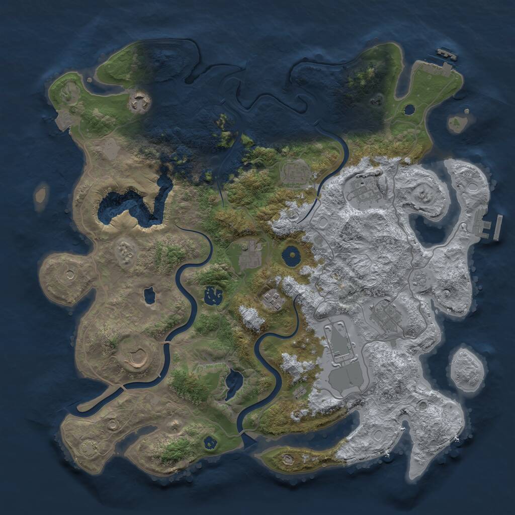 Rust Map: Procedural Map, Size: 4000, Seed: 9516977, 15 Monuments