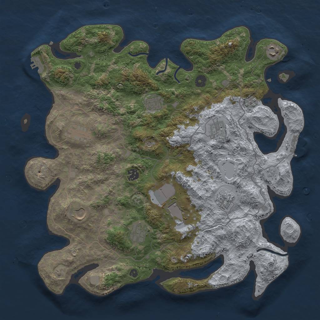 Rust Map: Procedural Map, Size: 4000, Seed: 9516977, 19 Monuments