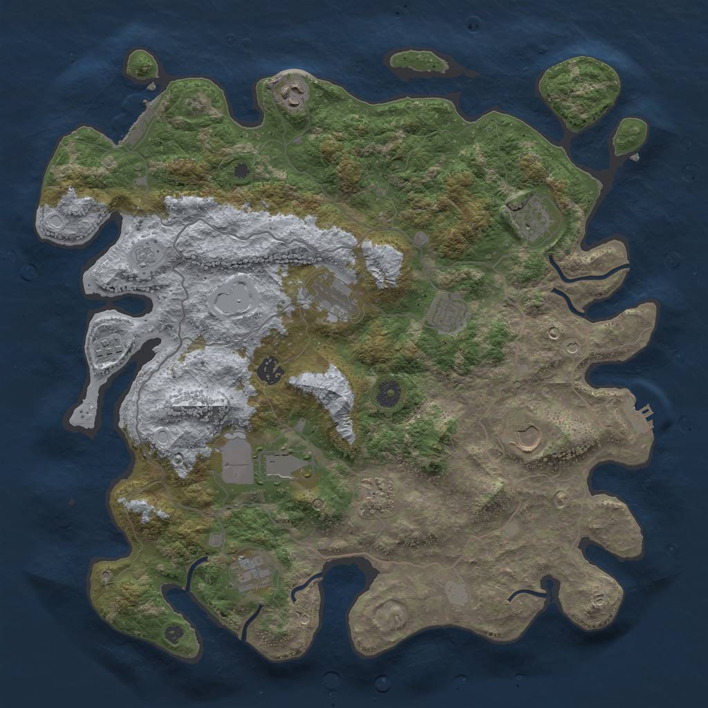 Rust Map: Procedural Map, Size: 4050, Seed: 1542921816, 19 Monuments