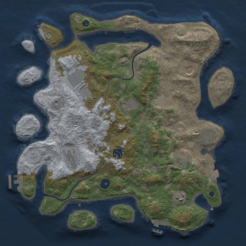 Rust Map: Procedural Map, Size: 3700, Seed: 420772268, 15 Monuments