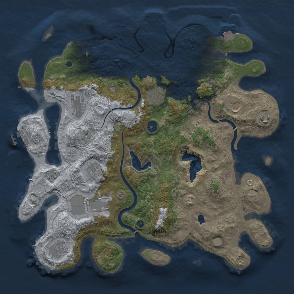 Rust Map: Procedural Map, Size: 4000, Seed: 52345, 14 Monuments