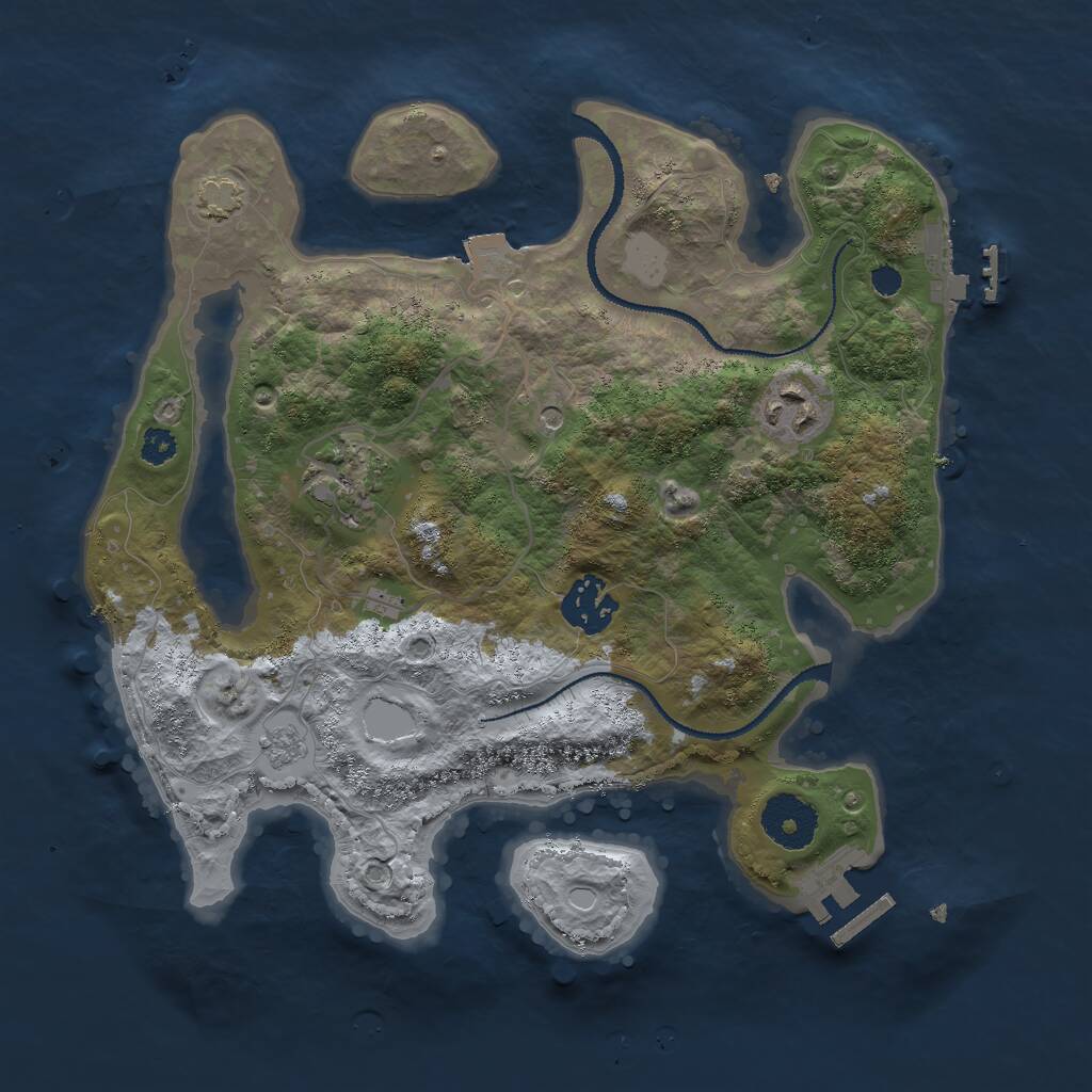 Rust Map: Procedural Map, Size: 3000, Seed: 348975, 9 Monuments
