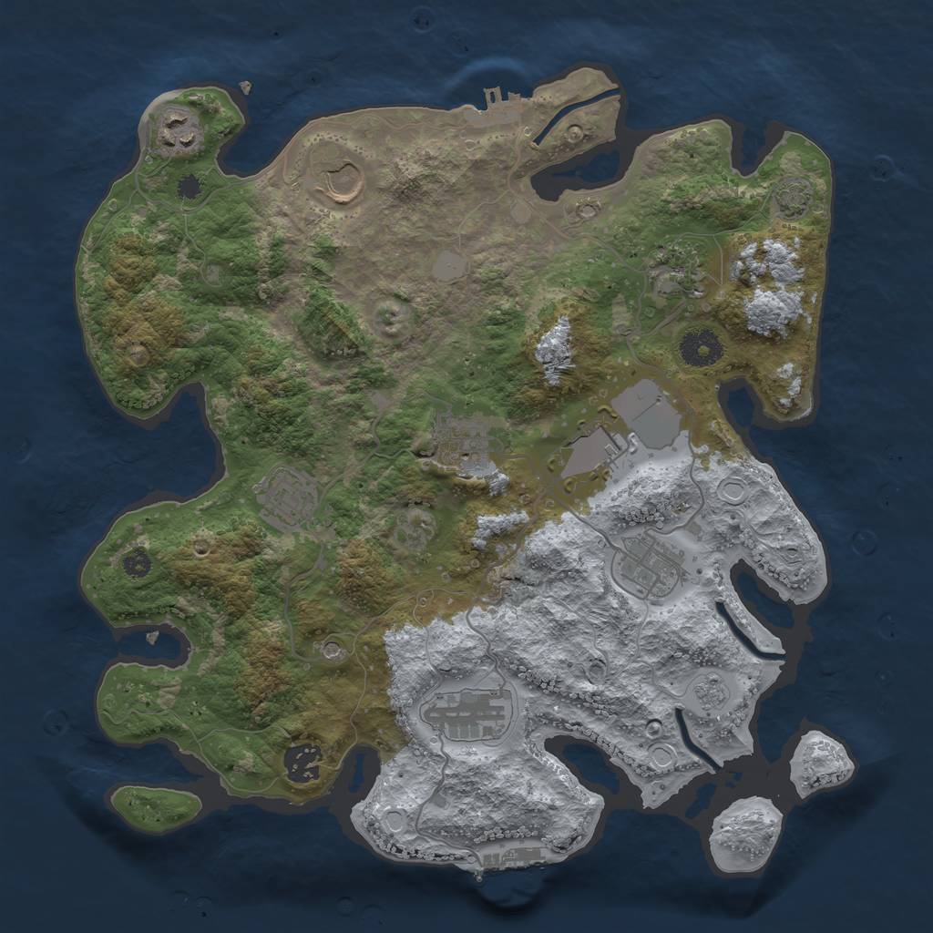 Rust Map: Procedural Map, Size: 3500, Seed: 65487455, 17 Monuments