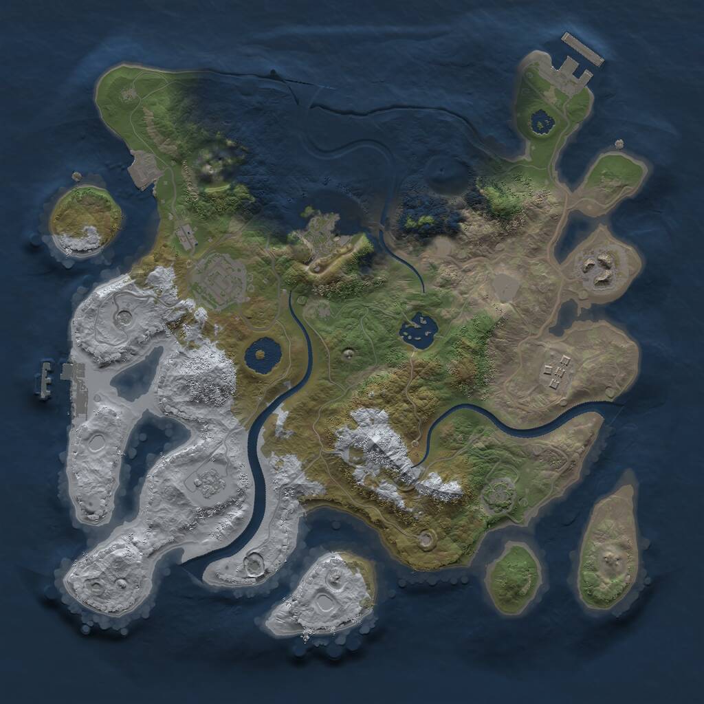 Rust Map: Procedural Map, Size: 3000, Seed: 35552, 11 Monuments