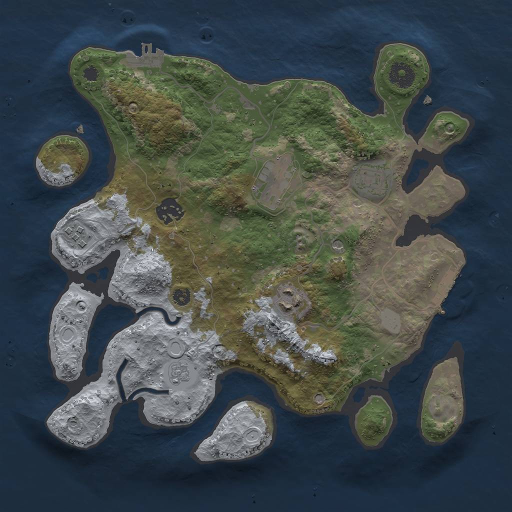 Rust Map: Procedural Map, Size: 3000, Seed: 35552, 14 Monuments